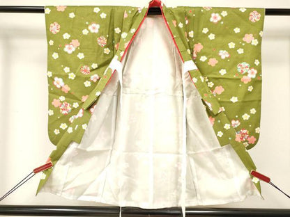 平和屋着物[]七五三　女の子　３歳　祝着　三つ身　舞花文　金彩　DABE7040ma