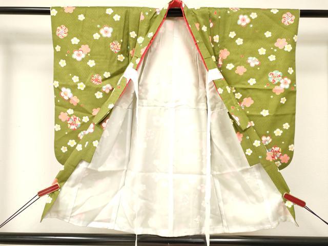 平和屋着物[]七五三　女の子　３歳　祝着　三つ身　舞花文　金彩　DABE7040ma