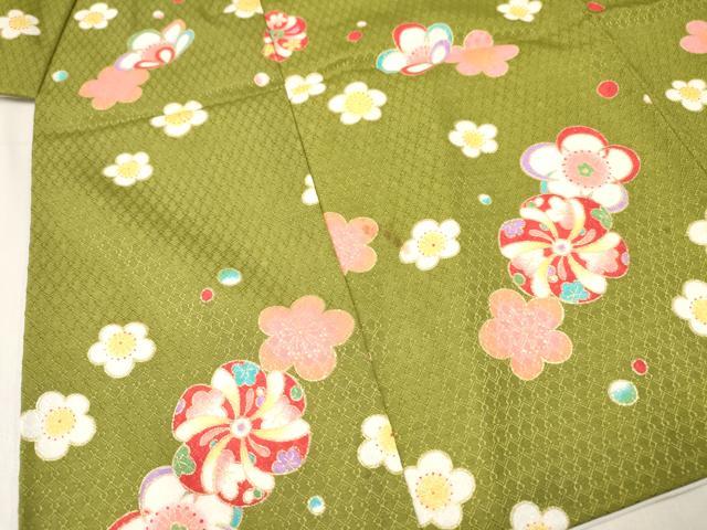 平和屋着物[]七五三　女の子　３歳　祝着　三つ身　舞花文　金彩　DABE7040ma