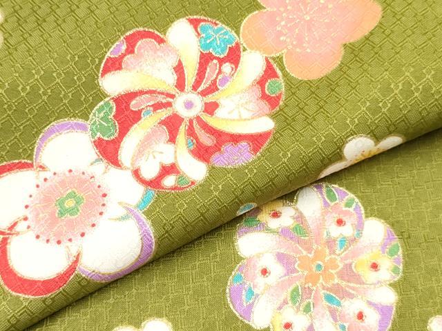 平和屋着物[]七五三　女の子　３歳　祝着　三つ身　舞花文　金彩　DABE7040ma