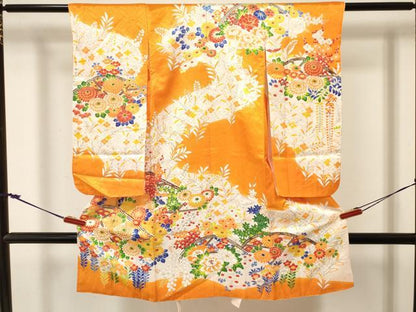 平和屋着物[]七五三　女の子　３歳　祝着　三つ身　駒刺繍　籬花文　DABE7050ma