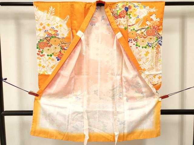平和屋着物[]七五三　女の子　３歳　祝着　三つ身　駒刺繍　籬花文　DABE7050ma