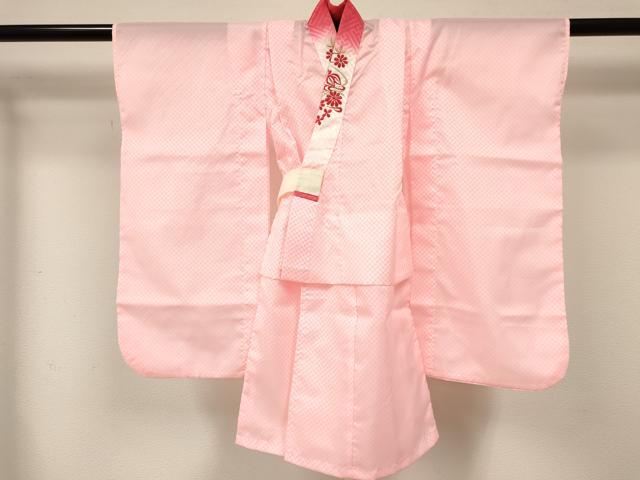 平和屋着物[]女の子　子供　長襦袢　単衣　鹿の子文様　半衿刺繍　洗える着物　DABE7051ma