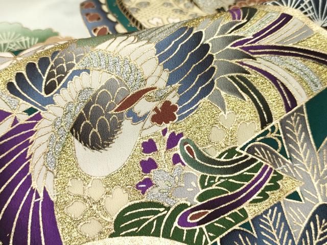 平和屋着物[]男の子　子供　羽織　龍　兜　地紙重ね飛鶴松文　暈し染め　金銀彩　逸品　DABE7054ma