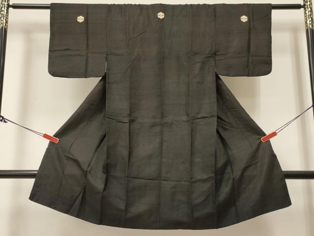 平和屋着物[]男の子　子供　黒紋付　紬地　逸品　DABE7055ma