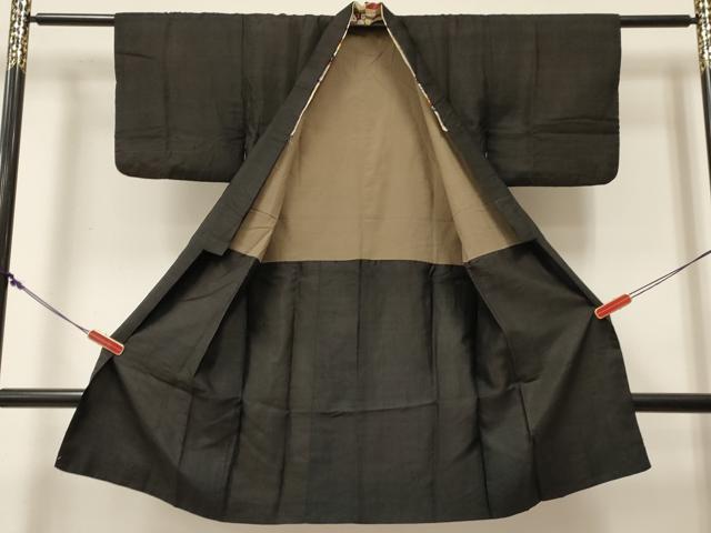 平和屋着物[]男の子　子供　黒紋付　紬地　逸品　DABE7055ma