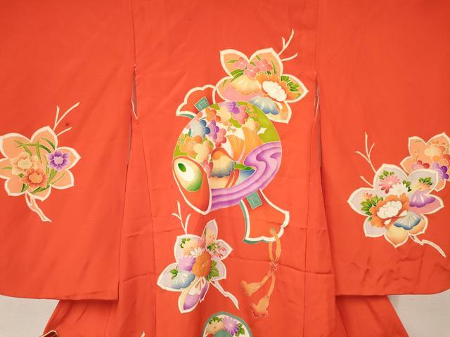 平和屋着物[]七五三　女の子　３歳　祝着　三つ身　打ち出の小槌　鼓鴛鴦花文　金彩　逸品　DABE7056ma