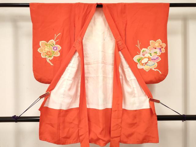 平和屋着物[]七五三　女の子　３歳　祝着　三つ身　打ち出の小槌　鼓鴛鴦花文　金彩　逸品　DABE7056ma
