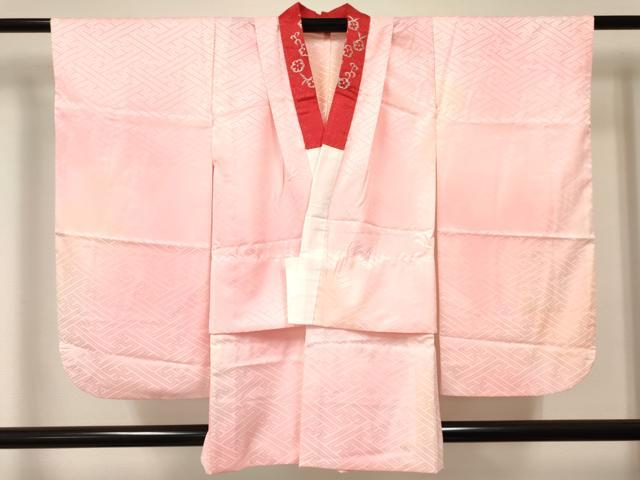 平和屋着物[]女の子　子供　長襦袢　無双仕立て　紗綾形地紋　暈し染め　半衿刺繍　洗える着物　DABE7059ma