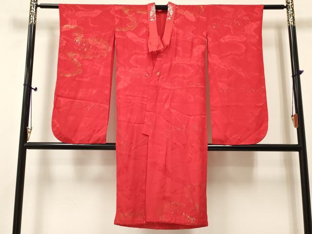 平和屋着物[]アンティーク　大正ロマン　女の子　子供　袷　飛鶴地紋　金銀彩　半衿刺繍　逸品　DABE7060ma
