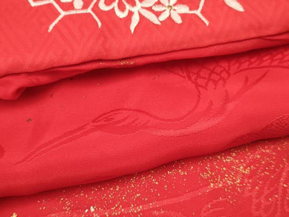 平和屋着物[]アンティーク　大正ロマン　女の子　子供　袷　飛鶴地紋　金銀彩　半衿刺繍　逸品　DABE7060ma