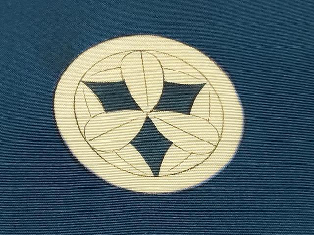 平和屋着物[]七五三　男の子　祝着・羽織セット　格子笹菊文　逸品　DABE7062ma