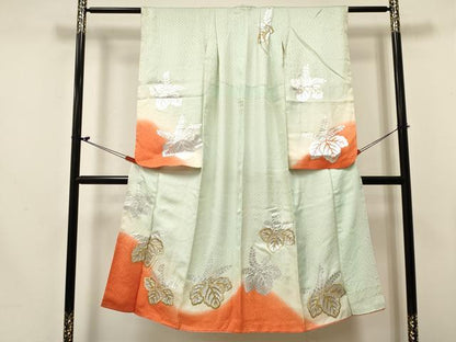 平和屋着物[]七五三　女の子　７歳　祝着　四つ身　刺繍　桐　暈し染め　銀彩　逸品　DABE7065ma