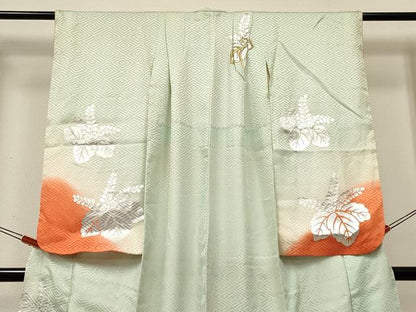 平和屋着物[]七五三　女の子　７歳　祝着　四つ身　刺繍　桐　暈し染め　銀彩　逸品　DABE7065ma