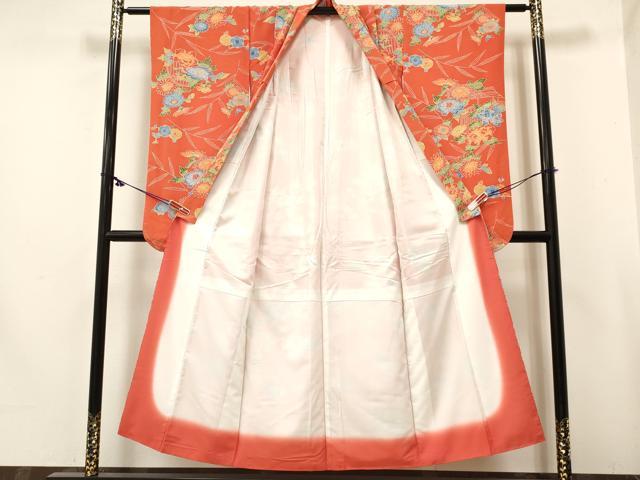 平和屋着物∵女の子　十三参り　子供　祝着　型染　風景花文　逸品　DABE7066ma