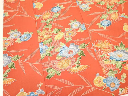 平和屋着物∵女の子　十三参り　子供　祝着　型染　風景花文　逸品　DABE7066ma
