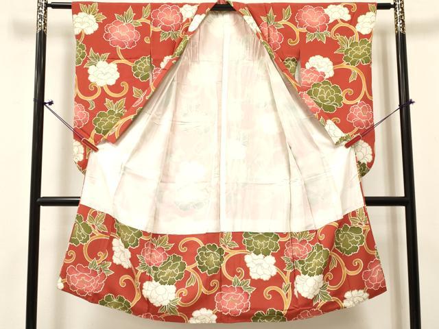 平和屋着物[]七五三　女の子　７歳　祝着　四つ身　花唐草文　金彩　鬼しぼ縮緬　逸品　DABE7068ma