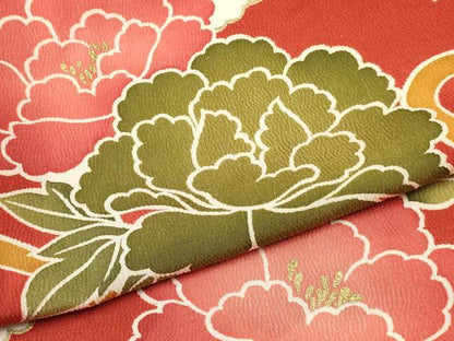 平和屋着物[]七五三　女の子　７歳　祝着　四つ身　花唐草文　金彩　鬼しぼ縮緬　逸品　DABE7068ma