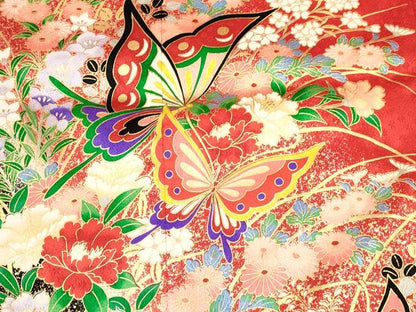 平和屋着物[]七五三 女の子 ７歳 祝着 四つ身 花蝶文 暈し染め 金彩 逸品 DABE7076ma