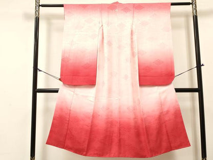 平和屋着物[]七五三　女の子　７歳　祝着　四つ身　花菱地紋　暈し染め　逸品　DABE7077ma