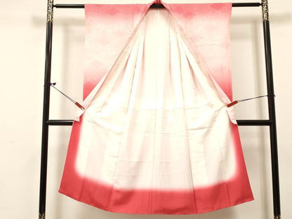平和屋着物[]七五三 女の子 ７歳 祝着 四つ身 花菱地紋 暈し染め 逸品 DABE7077ma