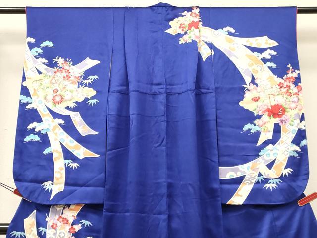 平和屋着物[]七五三 女の子 ７歳 祝着 四つ身 器物花文 金銀彩 逸品 DABE7078ma