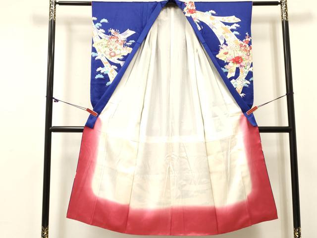 平和屋着物[]七五三 女の子 ７歳 祝着 四つ身 器物花文 金銀彩 逸品 DABE7078ma
