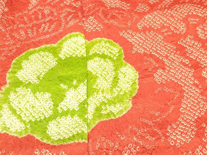 平和屋着物[]七五三　女の子　７歳　祝着　四つ身　総絞り　草花文　逸品　DABE7082ma