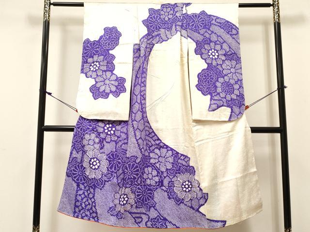 平和屋着物[]七五三 女の子 ７歳 祝着 四つ身 駒刺繍 絞り 菊 逸品 DABE7084ma
