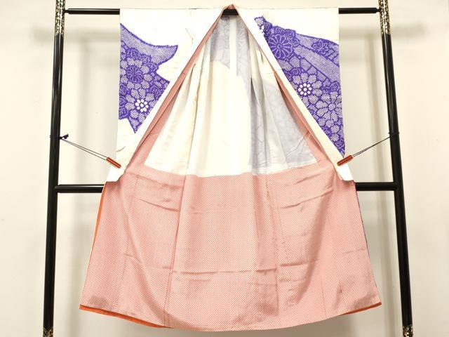 平和屋着物[]七五三　女の子　７歳　祝着　四つ身　駒刺繍　絞り　菊　逸品　DABE7084ma