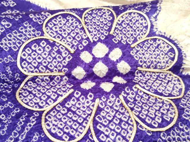 平和屋着物[]七五三 女の子 ７歳 祝着 四つ身 駒刺繍 絞り 菊 逸品 DABE7084ma