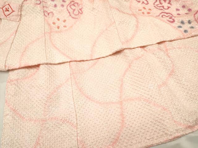 平和屋着物[]七五三　女の子　３歳　祝着　三つ身　総絞り　分銅花文　逸品　DABE7090ma