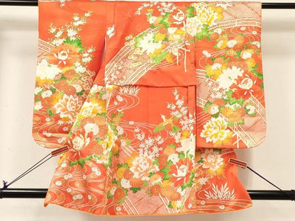 平和屋着物[]七五三　女の子　３歳　祝着　三つ身　長襦袢(無双仕立て)セット　駒刺繍　牡丹花文　金彩　逸品　DABE7091ma