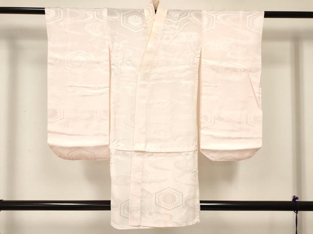 平和屋着物[]七五三　女の子　３歳　祝着　三つ身　長襦袢(無双仕立て)セット　駒刺繍　牡丹花文　金彩　逸品　DABE7091ma