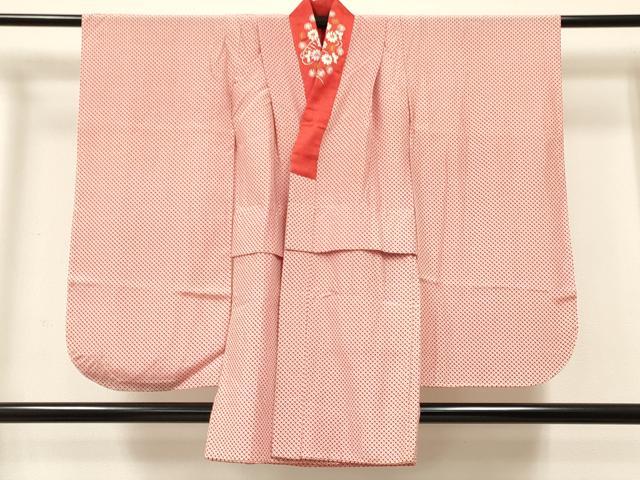平和屋着物[]七五三　女の子　７歳　祝着　四つ身　襦袢(袷・半衿刺繍)セット　舞蝶花車文　金彩　逸品　DABE7092ma