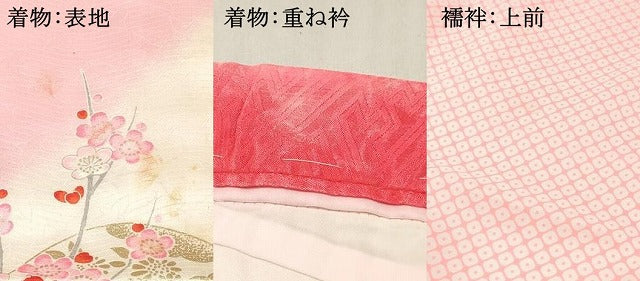 平和屋着物[]七五三　女の子　７歳　祝着　四つ身　襦袢(無双仕立て・半衿刺繍)セット　駒刺繍 鼓牡丹花文 暈し染め 金彩 逸品　DABE7095ma