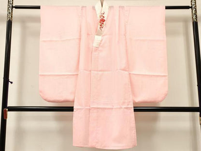 平和屋着物[]七五三　女の子　７歳　祝着　四つ身　襦袢(無双仕立て・半衿刺繍)セット　駒刺繍 鼓牡丹花文 暈し染め 金彩 逸品　DABE7095ma