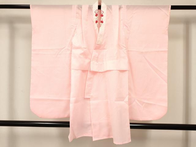 平和屋着物[]七五三　女の子　７歳　祝着　四つ身　襦袢(単衣・半衿刺繍)セット　御所車花蝶文　金彩　逸品　DABE7098ma
