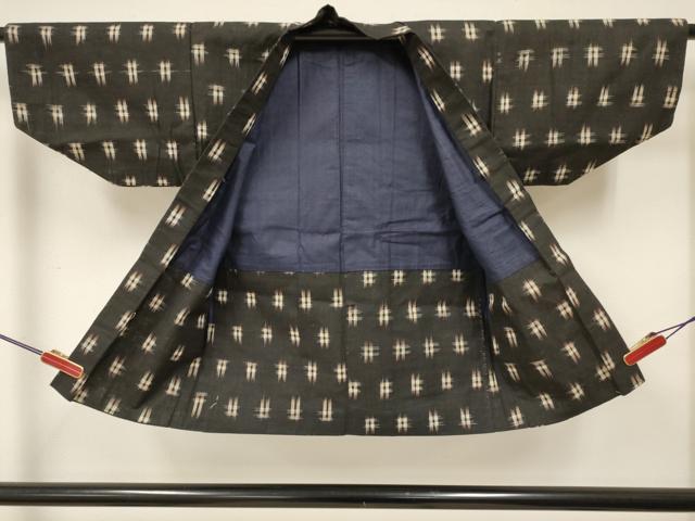 平和屋着物[]久留米絣　男の子　祝着・羽織セット　絣文様　綿　逸品　DABE7100ma