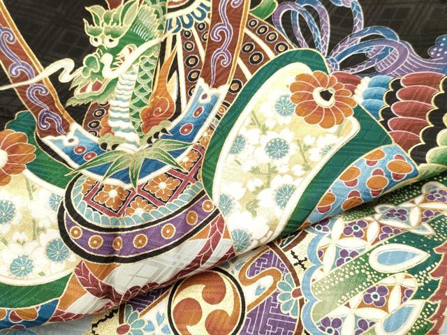 平和屋着物[]お宮参り　男の子　祝着　産着　初着　のしめ　龍　兜　鼓笹松文　暈し染め　金彩　逸品　DABE7101ma