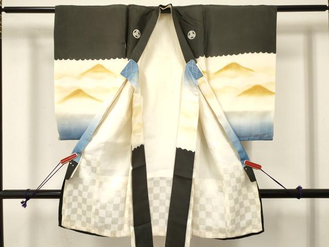平和屋着物[]お宮参り　男の子　祝着　産着　初着　のしめ　刺繍　鷹　鷲　松文　暈し染め　金彩　逸品　DABE7102ma