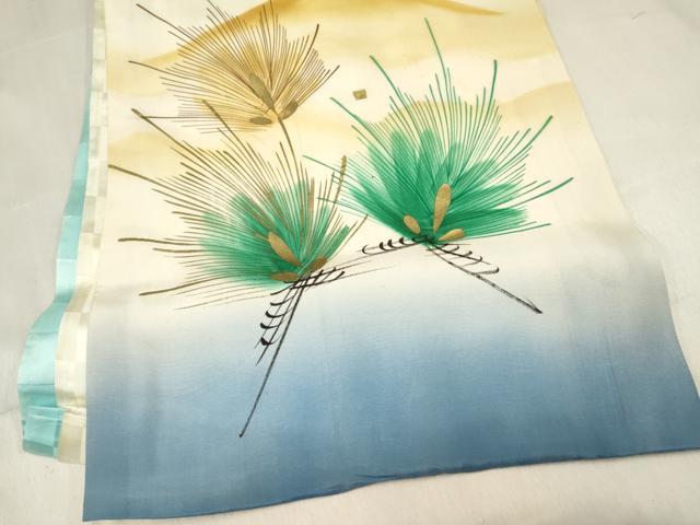 平和屋着物[]お宮参り　男の子　祝着　産着　初着　のしめ　刺繍　鷹　鷲　松文　暈し染め　金彩　逸品　DABE7102ma