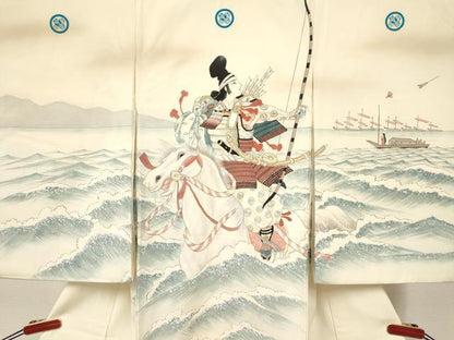 平和屋着物[]お宮参り　男の子　祝着　産着　初着　のしめ　作家物　手描き　海　戦　暈し染め　逸品　DABE7104ma