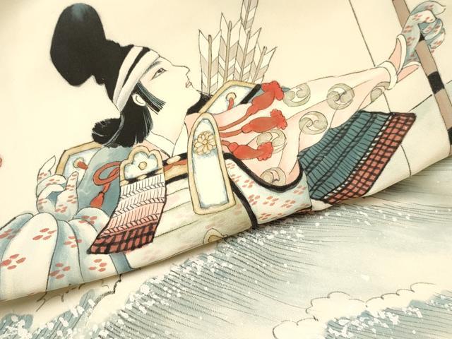 平和屋着物[]お宮参り　男の子　祝着　産着　初着　のしめ　作家物　手描き　海　戦　暈し染め　逸品　DABE7104ma