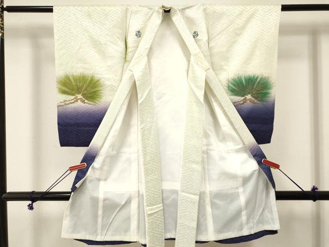 平和屋着物[]お宮参り　男の子　祝着　産着　初着　のしめ　刺繍　鷹　鷲　松文　暈し染め　金彩　逸品　DABE7105ma