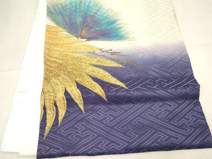 平和屋着物[]お宮参り　男の子　祝着　産着　初着　のしめ　刺繍　鷹　鷲　松文　暈し染め　金彩　逸品　DABE7105ma
