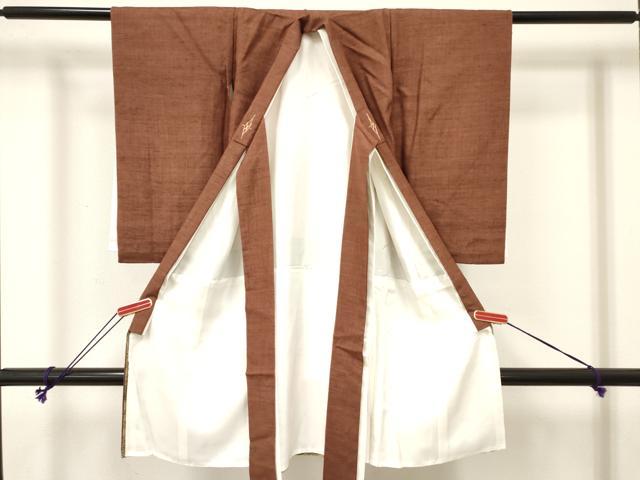 平和屋着物[]お宮参り　男の子　祝着　産着　初着　のしめ　単衣　紬地　小豆色　逸品　DABE7107ma