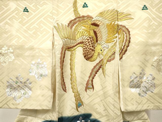 平和屋着物[]お宮参り　男の子　祝着　産着　初着　のしめ　刺繍　鳳凰桐文　暈し染め　金銀彩　逸品　DABE7109ma