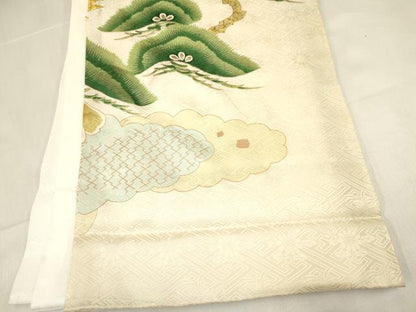 平和屋着物[]お宮参り　男の子　祝着　産着　初着　のしめ　刺繍　鷹　鷲　松文　暈し染め　金銀彩　逸品　DABE7110ma