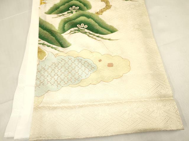 平和屋着物[]お宮参り　男の子　祝着　産着　初着　のしめ　刺繍　鷹　鷲　松文　暈し染め　金銀彩　逸品　DABE7110ma